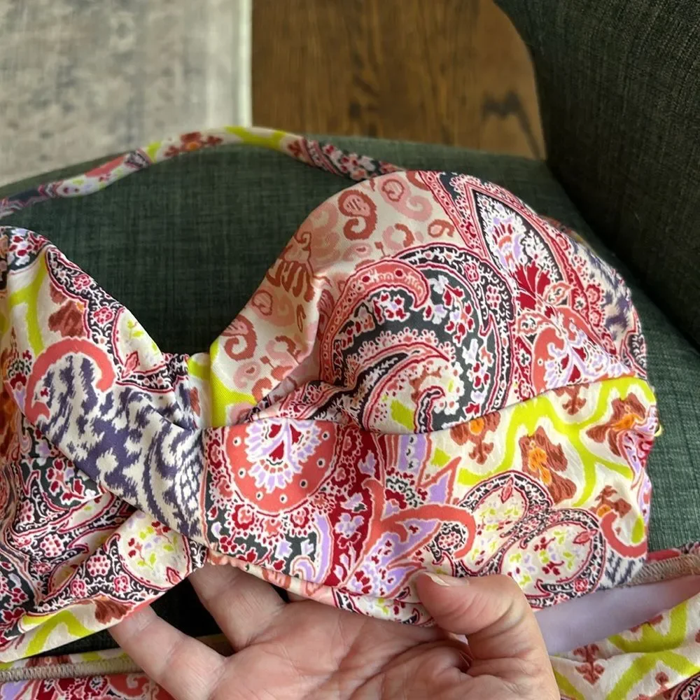 Victoria's Secret Women Multicolor Paisley Bikini pink bohemian size large/32DD